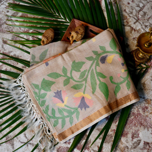 Pure Tusser Jamdani  Handloom Sarees